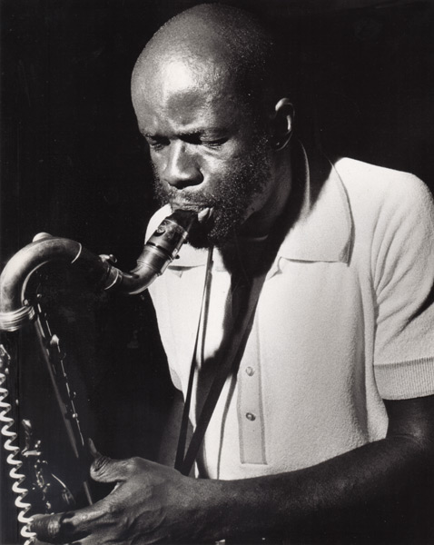 Makanda Ken McIntyre playing the bass clarinet, Steeplechase sessions, NYC, circa 1975, photo by Raymond Ross