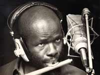 Makanda Ken McIntyre playing the flute, Steeplechase sessions, Copenhagen, 1974, photo by Jan Persson