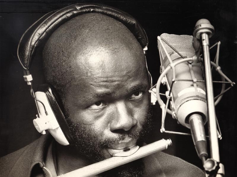 Makanda Ken McIntyre playing the flute, Steeplechase sessions, Copenhagen, 1974, photo by Jan Persson